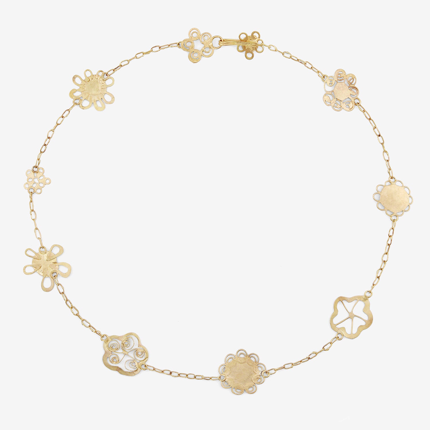 JUDY GEIB 18K SMALLISH FLOWERY CHAIN NECKLACE