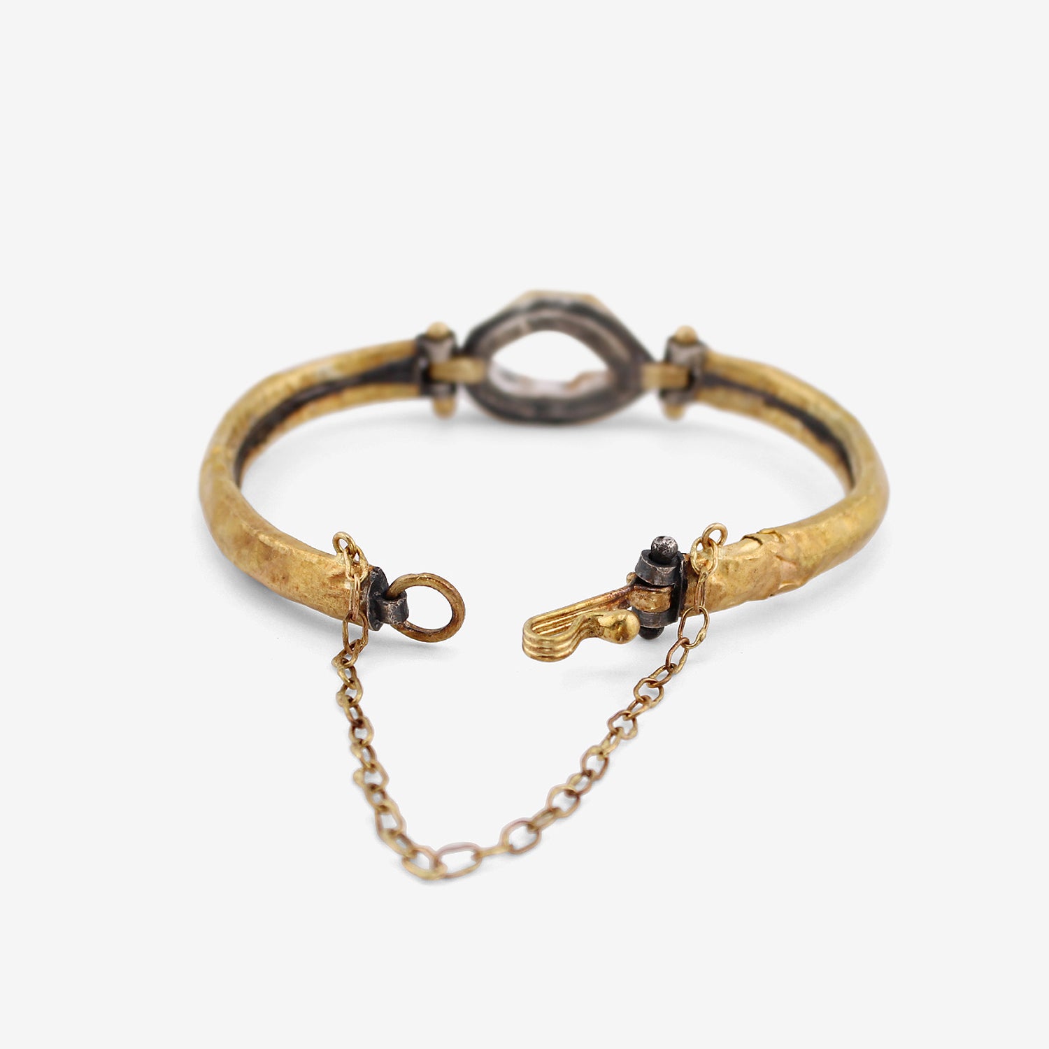 JUDY GEIB 24K OVER SILVER CUFF BRACELET WITH LARGE HERKIMER DIAMOND