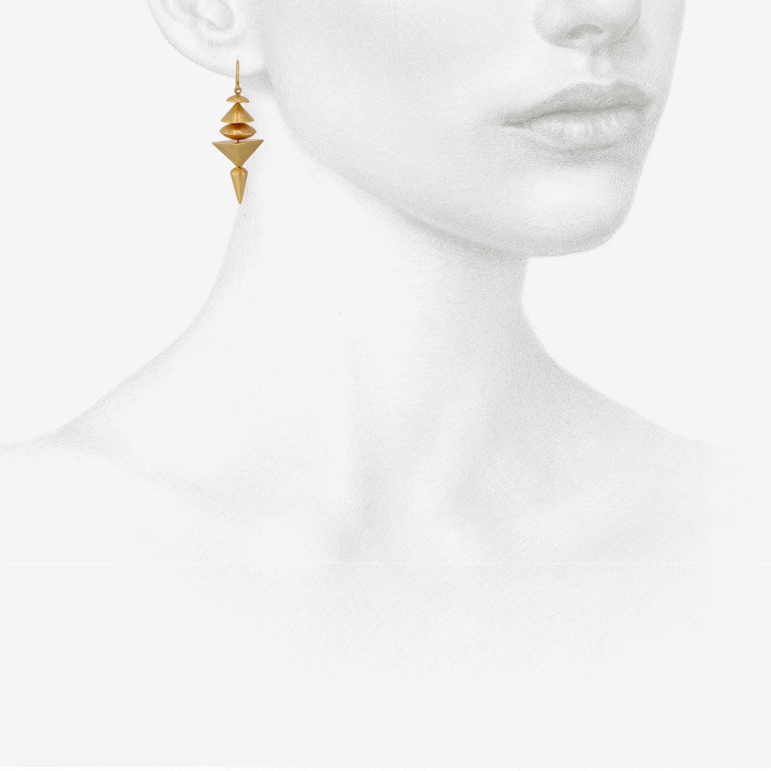 JUDY GEIB 18K & 22K 5-TIERED NEO-GEO EARRINGS