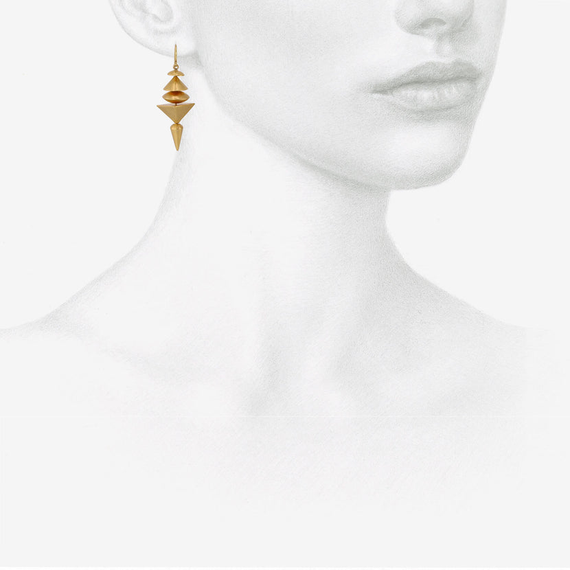 JUDY GEIB 18K & 22K 5-TIERED NEO-GEO EARRINGS