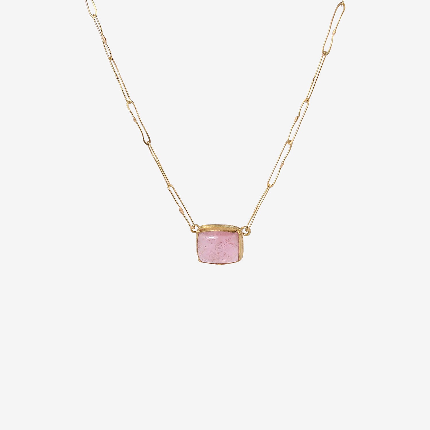 JUDY GEIB 18K & SQUARISH CABOCHON LIGHT PINK TOURMALINE ECHO NECKLACE, 6.6CT