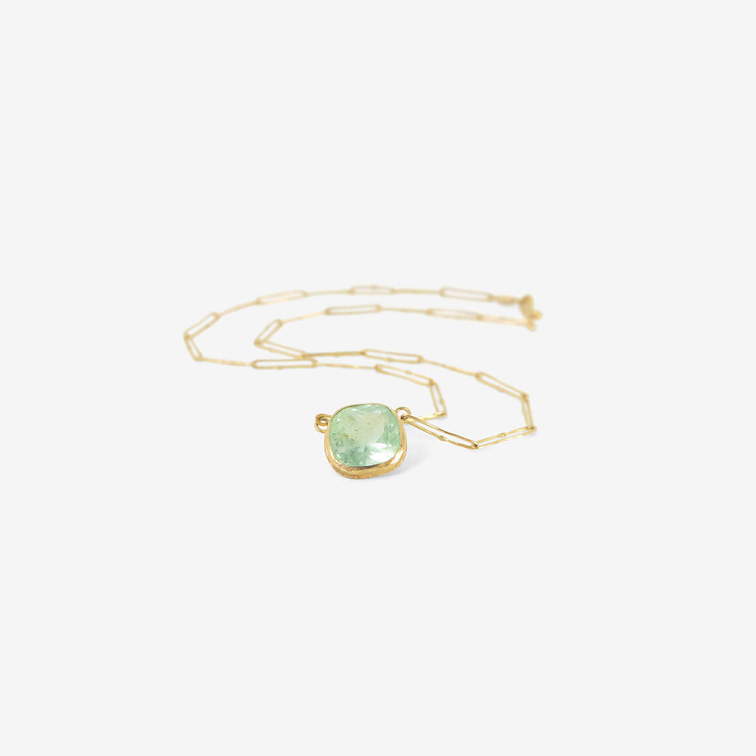 JUDY GEIB 18K & CUSHION-CUT LIGHT COLOMBIAN EMERALD ECHO NECKLACE, 6.32CT