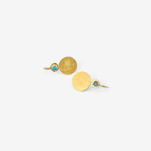 JUDY GEIB 24K & 18K DOUBLE SQUASH EARRINGS WITH OPALS