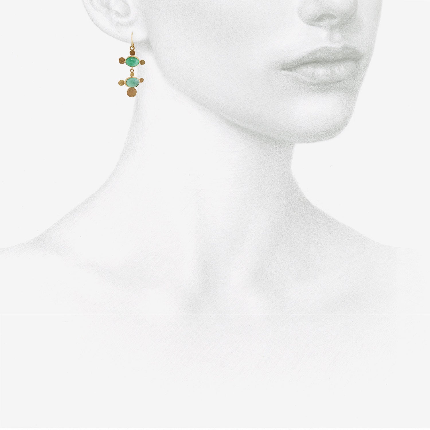 JUDY GEIB 18K & OVAL COLOMBIAN EMERALD DOUBLE DROP SQUASH EARRINGS, 6.1CT