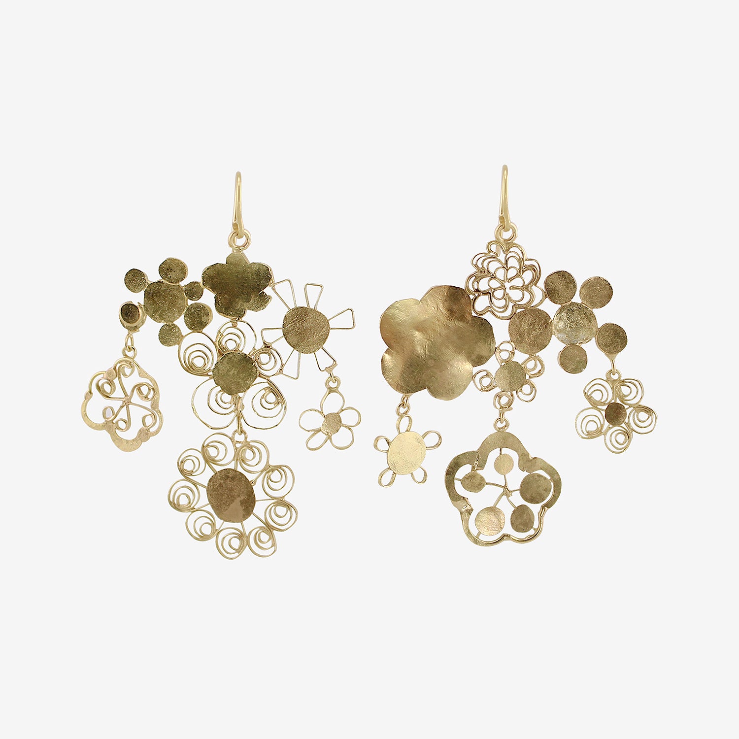 JUDY GEIB 18K FLOWERY CHANDELIER GIRANDOLE EARRINGS