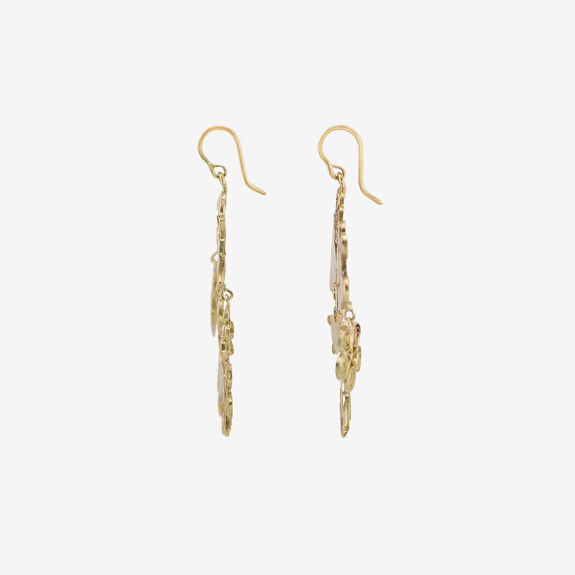 JUDY GEIB 18K FLOWERY CHANDELIER GIRANDOLE EARRINGS