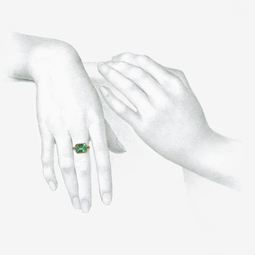 JUDY GEIB 22K & SILVER LOVELY COLOMBIAN EMERALD RING, 3.91CT