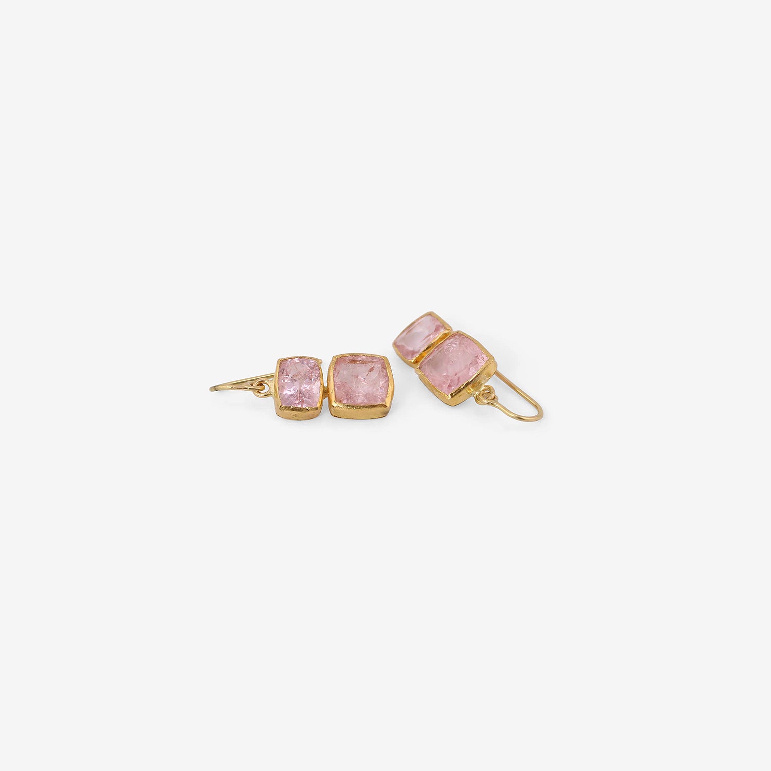 JUDY GEIB 18K & SQUARE MORGANITE DOUBLE DROP EARRINGS, 9.97CT