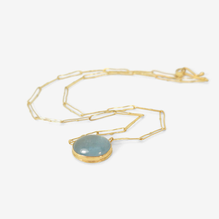 JUDY GEIB 18K & OVAL AQUAMARINE ECHO NECKLACE, 9.94CT