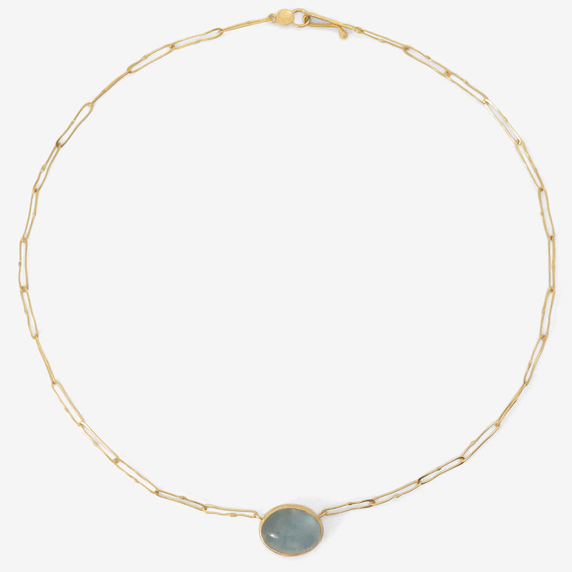 JUDY GEIB 18K & OVAL AQUAMARINE ECHO NECKLACE, 9.94CT