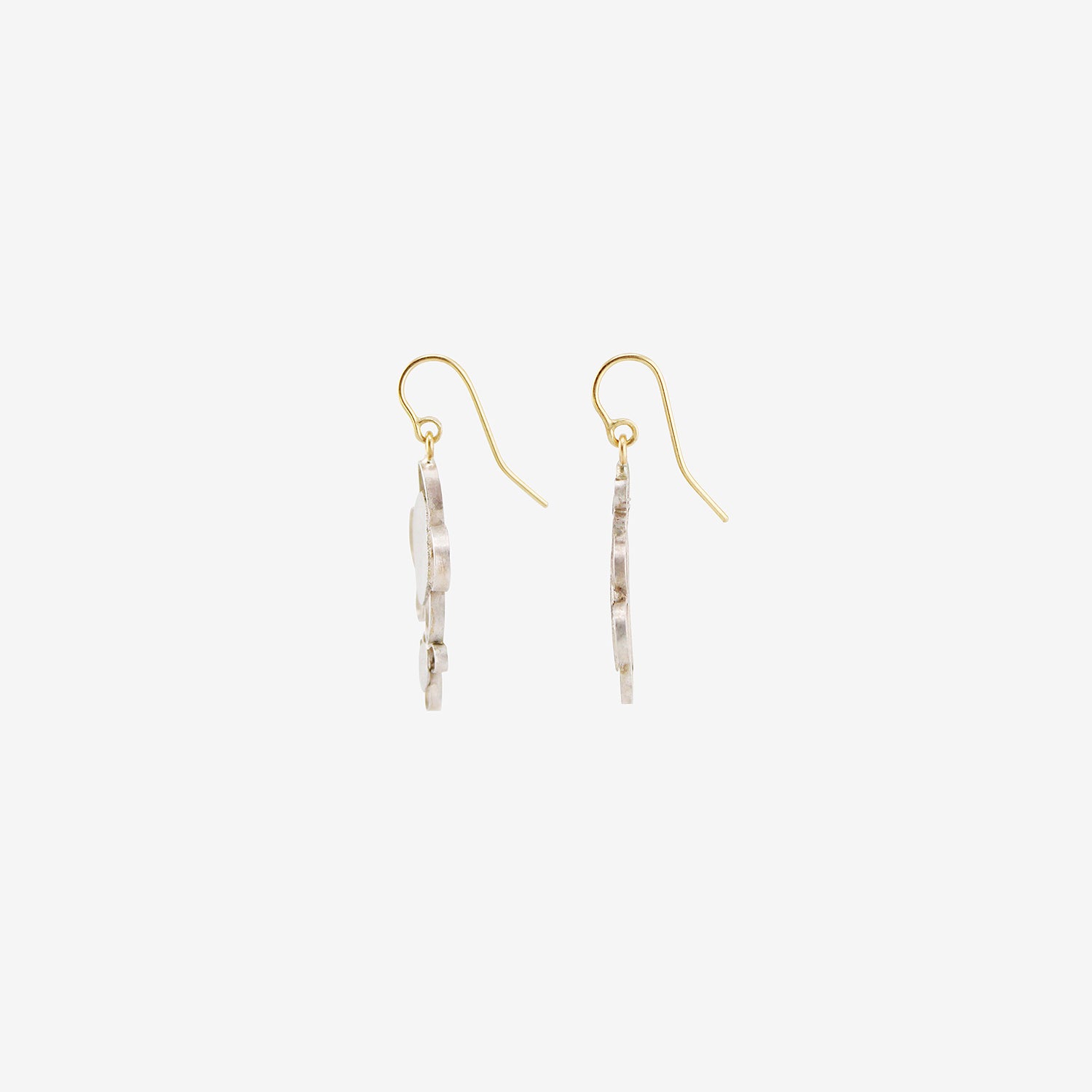 JUDY GEIB STERLING SILVER DOUBLE FLOWERY DROP EARRINGS
