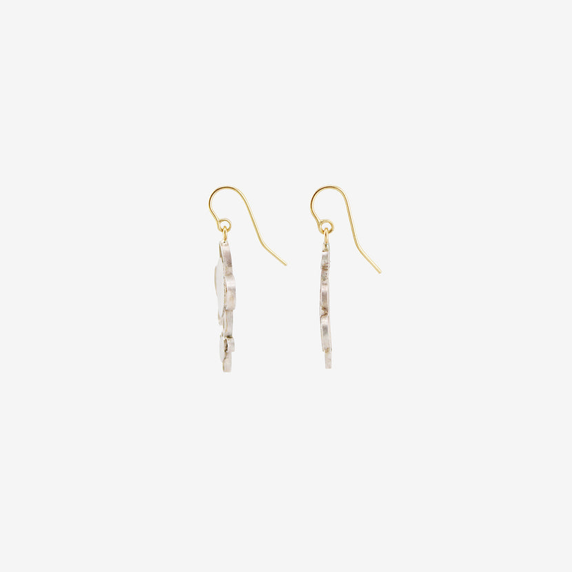 JUDY GEIB STERLING SILVER DOUBLE FLOWERY DROP EARRINGS