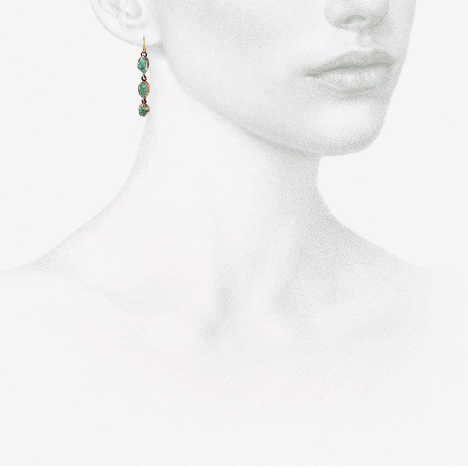 JUDY GEIB STERLING SILVER & HERKIMER CRYSTAL TRIPLE DROP EARRINGS WITH AQUA FOIL