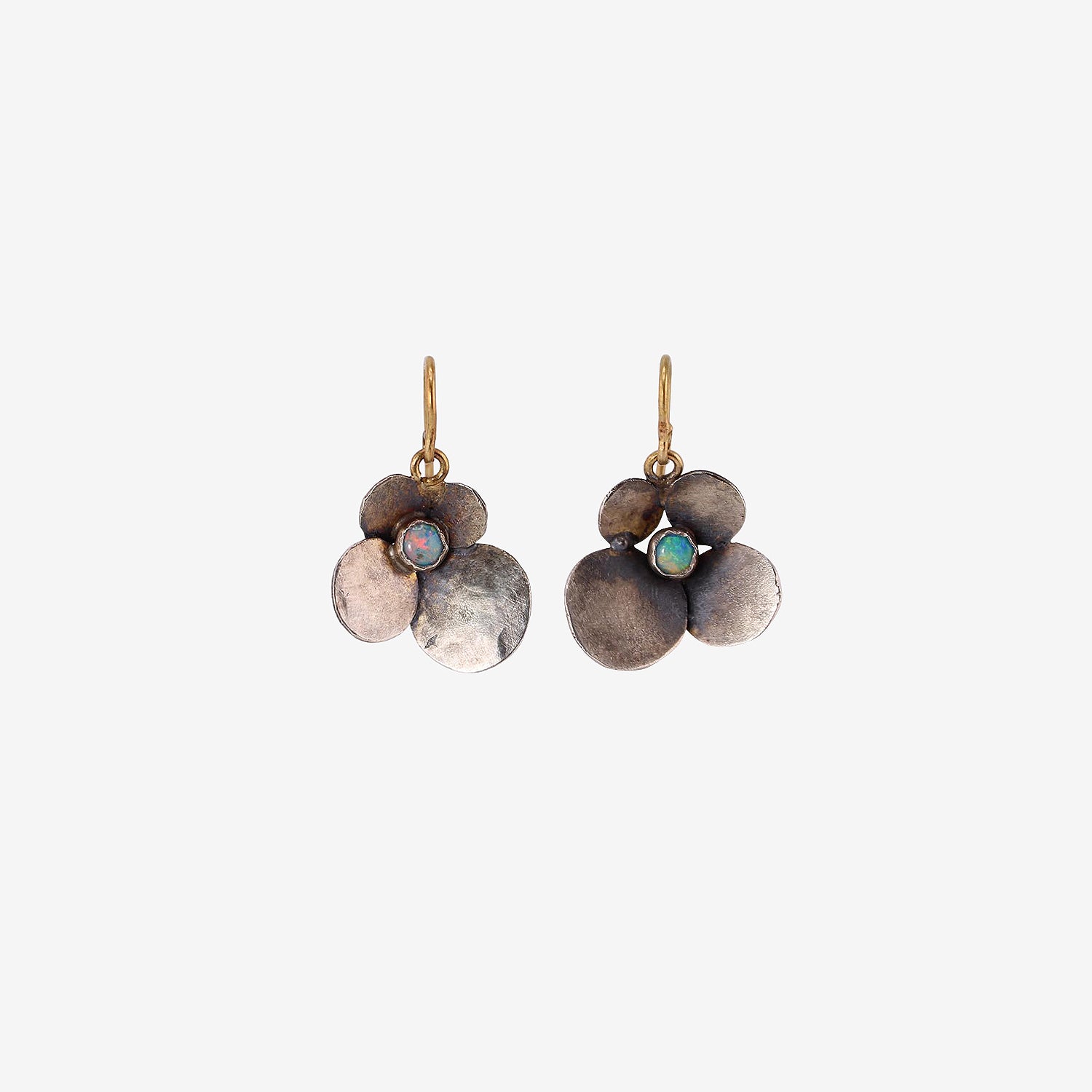 JUDY GEIB STERLING SILVER & OPAL HYDRANGEA EARRINGS