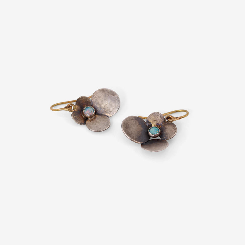 JUDY GEIB STERLING SILVER & OPAL HYDRANGEA EARRINGS