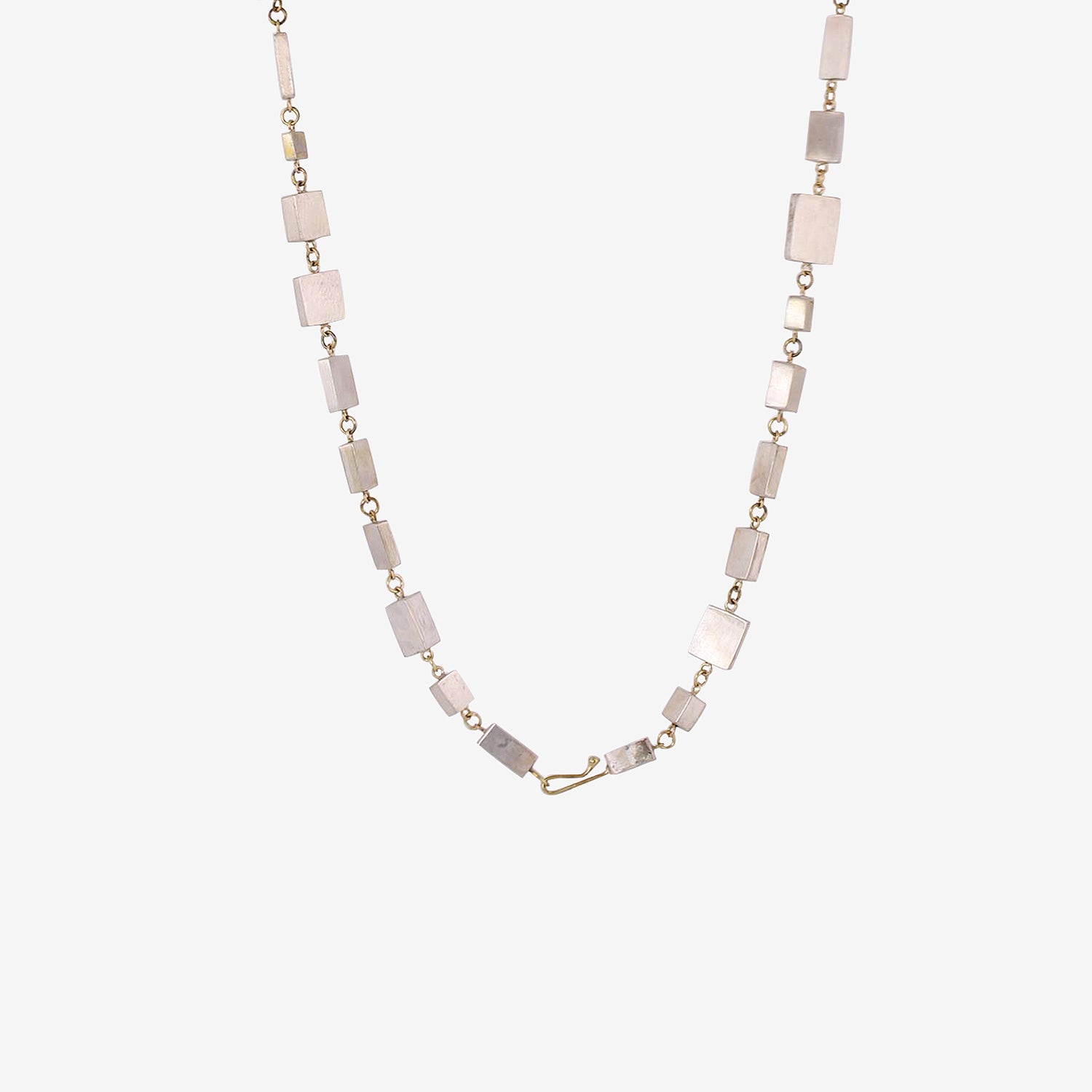 JUDY GEIB 18K & STERLING SILVER LONG CUBIC NECKLACE