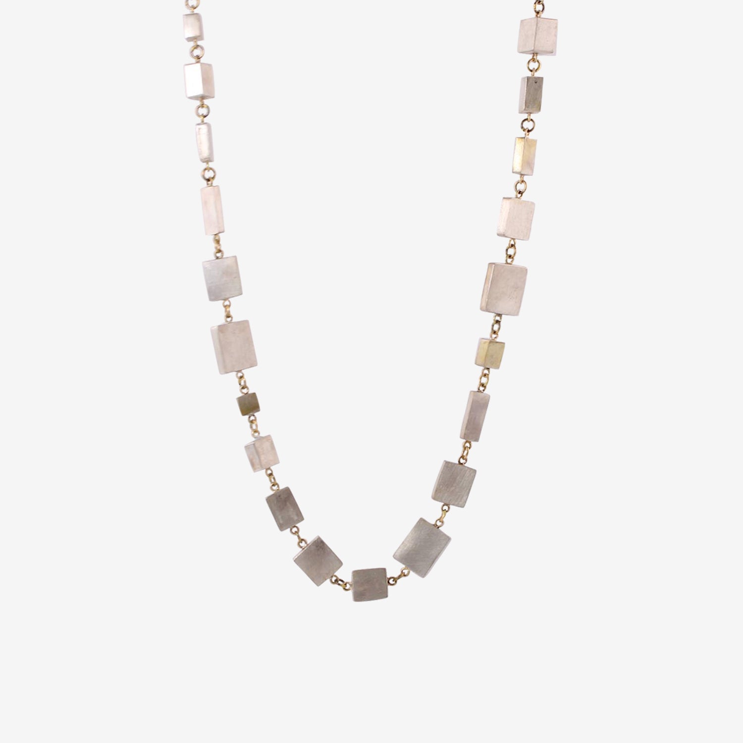 JUDY GEIB 18K & STERLING SILVER LONG CUBIC NECKLACE