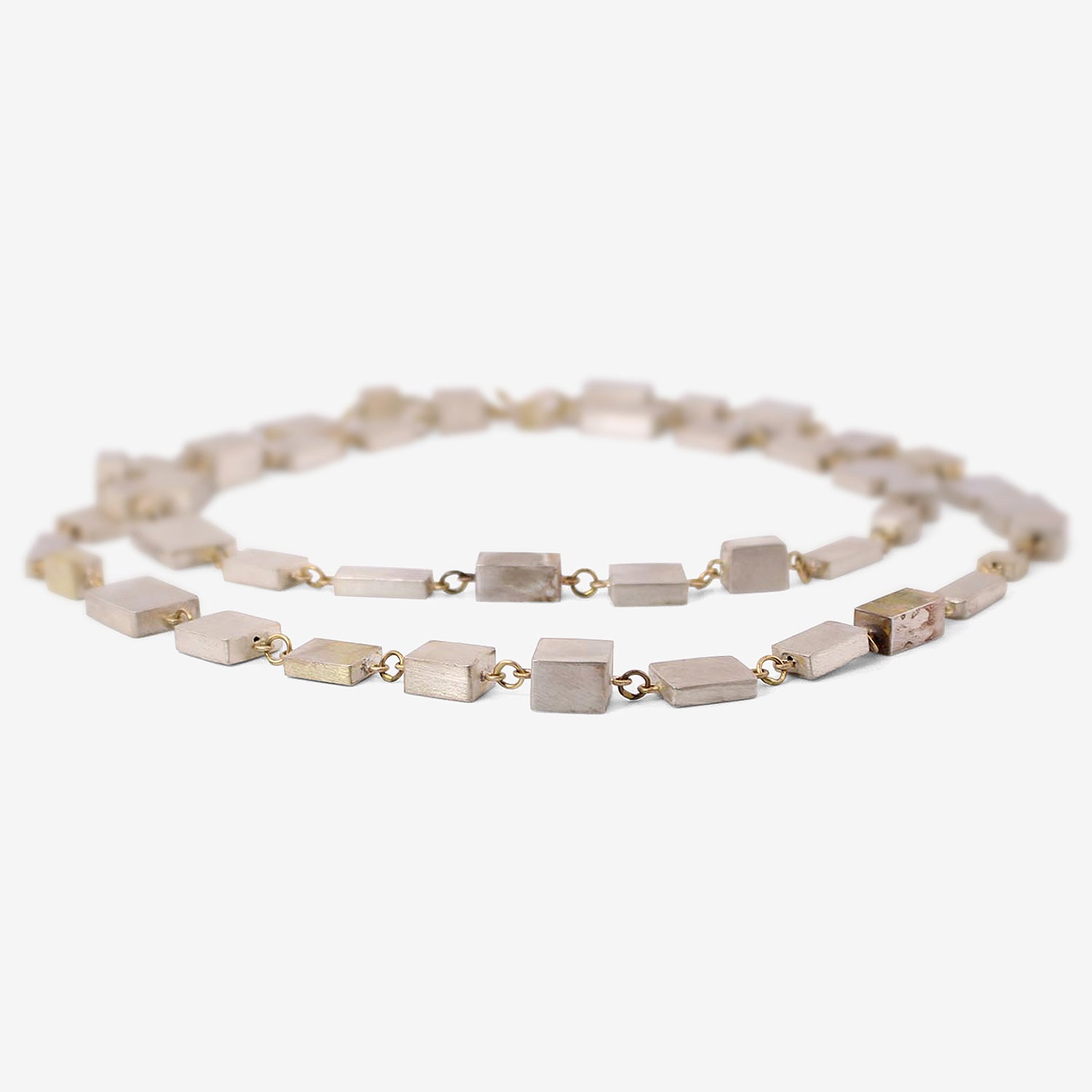 JUDY GEIB 18K & STERLING SILVER LONG CUBIC NECKLACE