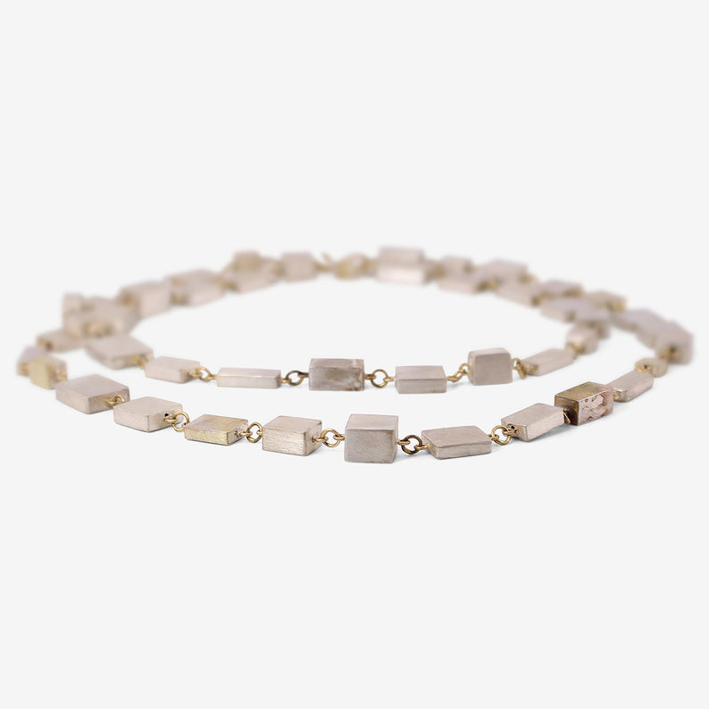 JUDY GEIB 18K & STERLING SILVER LONG CUBIC NECKLACE