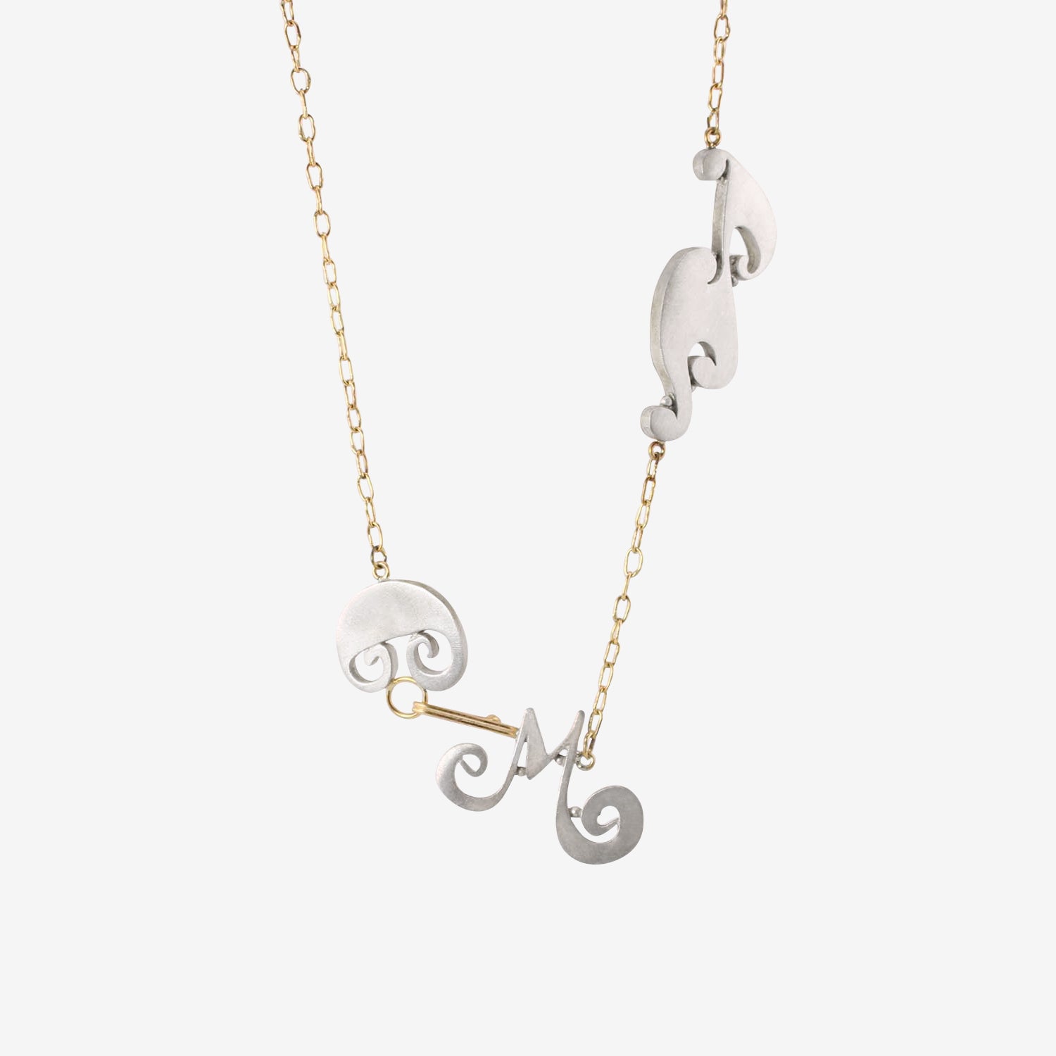 JUDY GEIB 18K & STERLING SILVER MOBY DICK WAVE NECKLACE