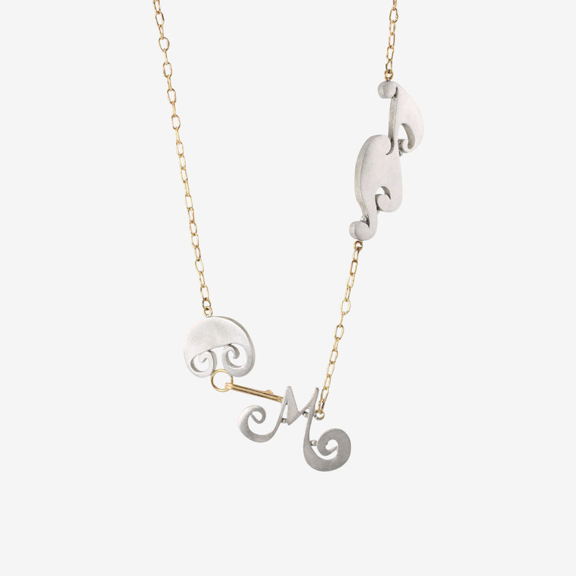 JUDY GEIB 18K & STERLING SILVER MOBY DICK WAVE NECKLACE