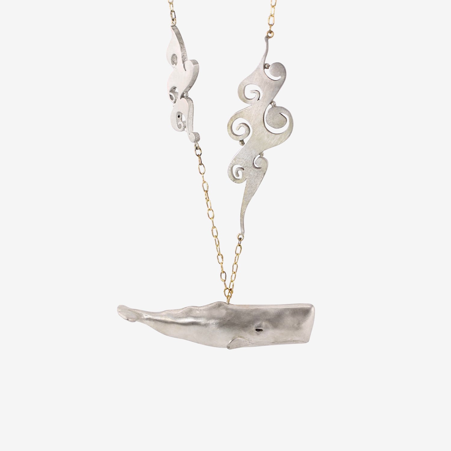 JUDY GEIB 18K & STERLING SILVER MOBY DICK WAVE NECKLACE