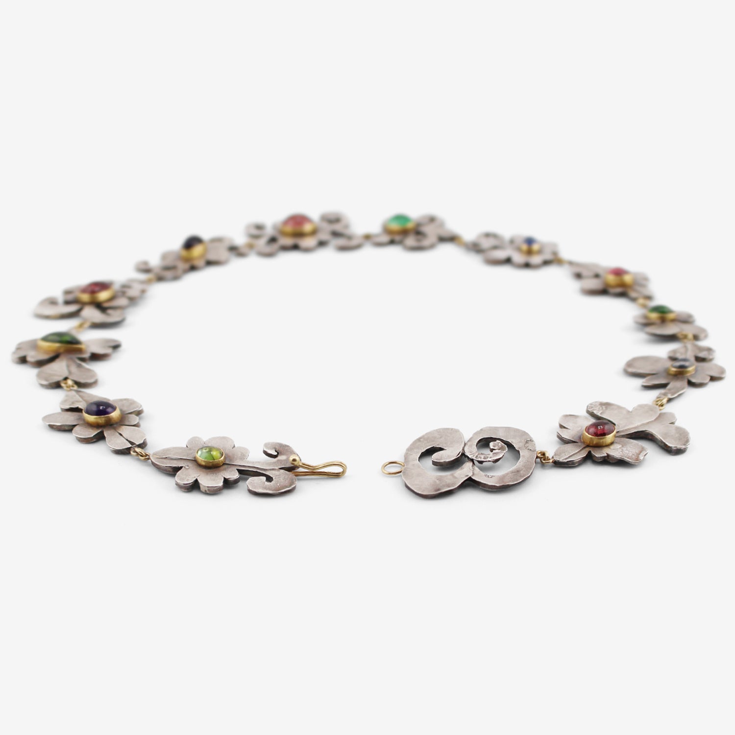 JUDY GEIB STERLING SILVER SHAPE NECKLACE WITH GEMSTONES