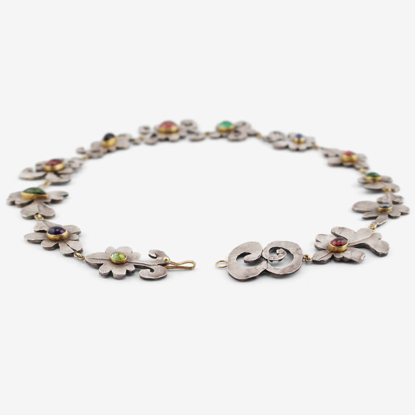 JUDY GEIB STERLING SILVER SHAPE NECKLACE WITH GEMSTONES