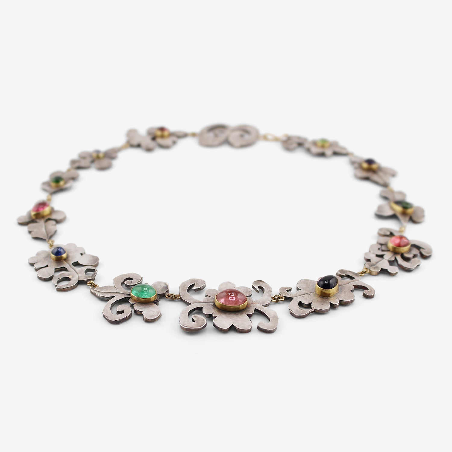 JUDY GEIB STERLING SILVER SHAPE NECKLACE WITH GEMSTONES