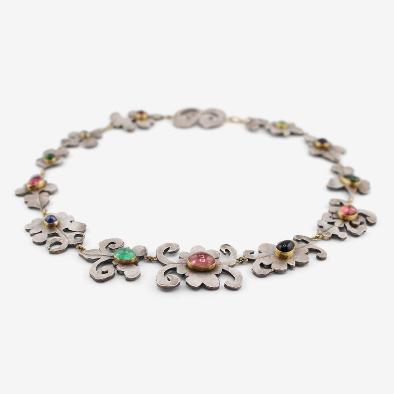 JUDY GEIB STERLING SILVER SHAPE NECKLACE WITH GEMSTONES