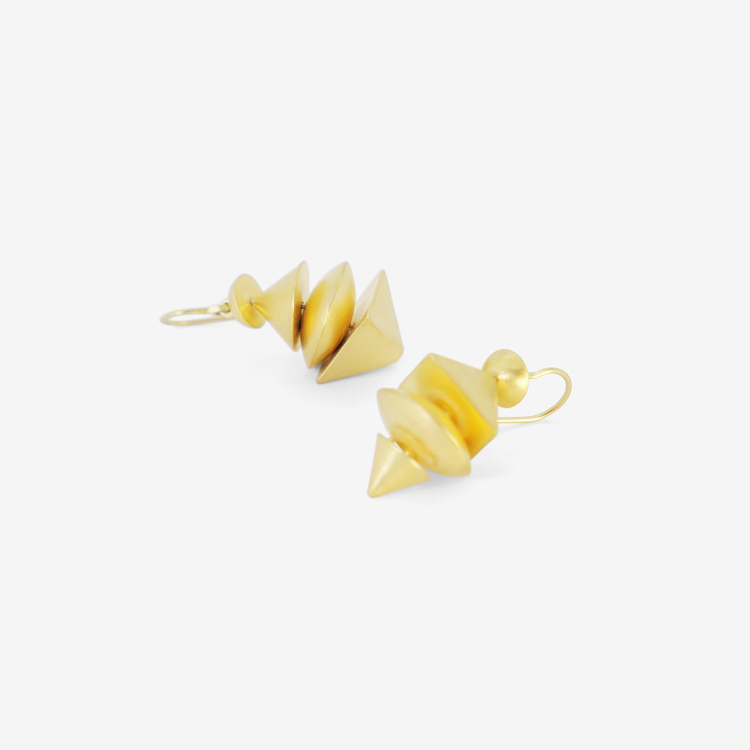JUDY GEIB 22K & 18K 4-TIERED SQUAT NEO-GEO EARRINGS