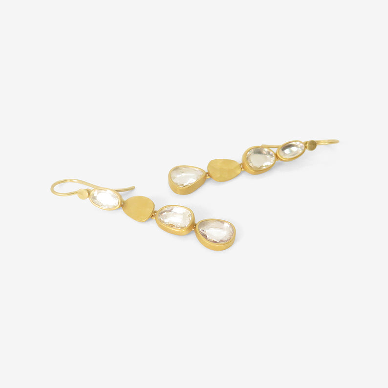 LOLA BROOKS 22K & WHITE SAPPHIRE QUADRUPLE DROP EARRINGS, 5.29CT