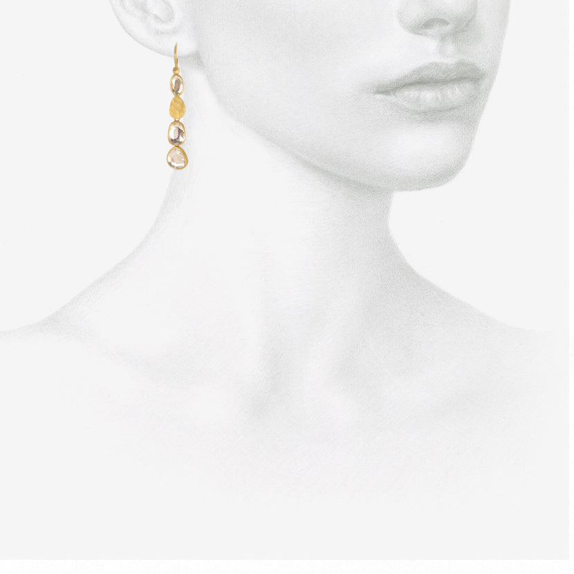 LOLA BROOKS 22K & WHITE SAPPHIRE QUADRUPLE DROP EARRINGS, 5.29CT