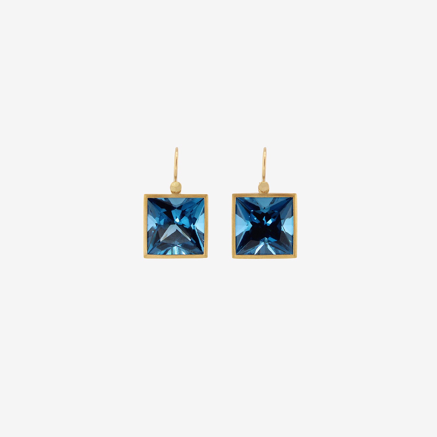LOLA BROOKS 22K & LARGE SQUARE LONDON BLUE TOPAZ DROP EARRINGS, 38.4CT