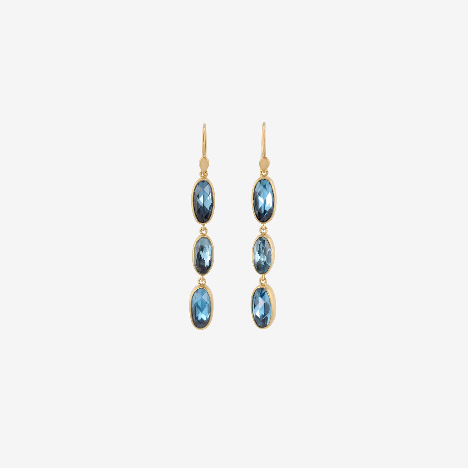 LOLA BROOKS 18K & LONDON BLUE TOPAZ TRIPLE DROP EARRINGS, 13.52CT