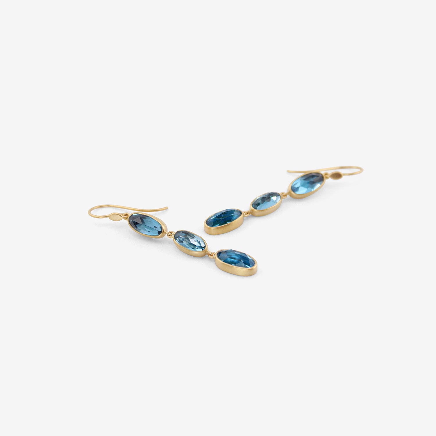 LOLA BROOKS 18K & LONDON BLUE TOPAZ TRIPLE DROP EARRINGS, 13.52CT