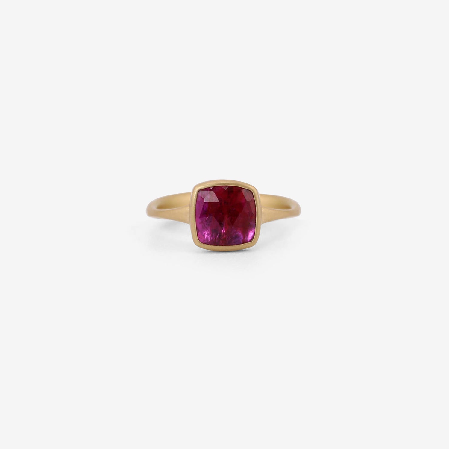 LOLA BROOKS 18K & CUSHION-SHAPED ROSE-CUT MOZAMBIQUE RUBY RING, 2.52CT