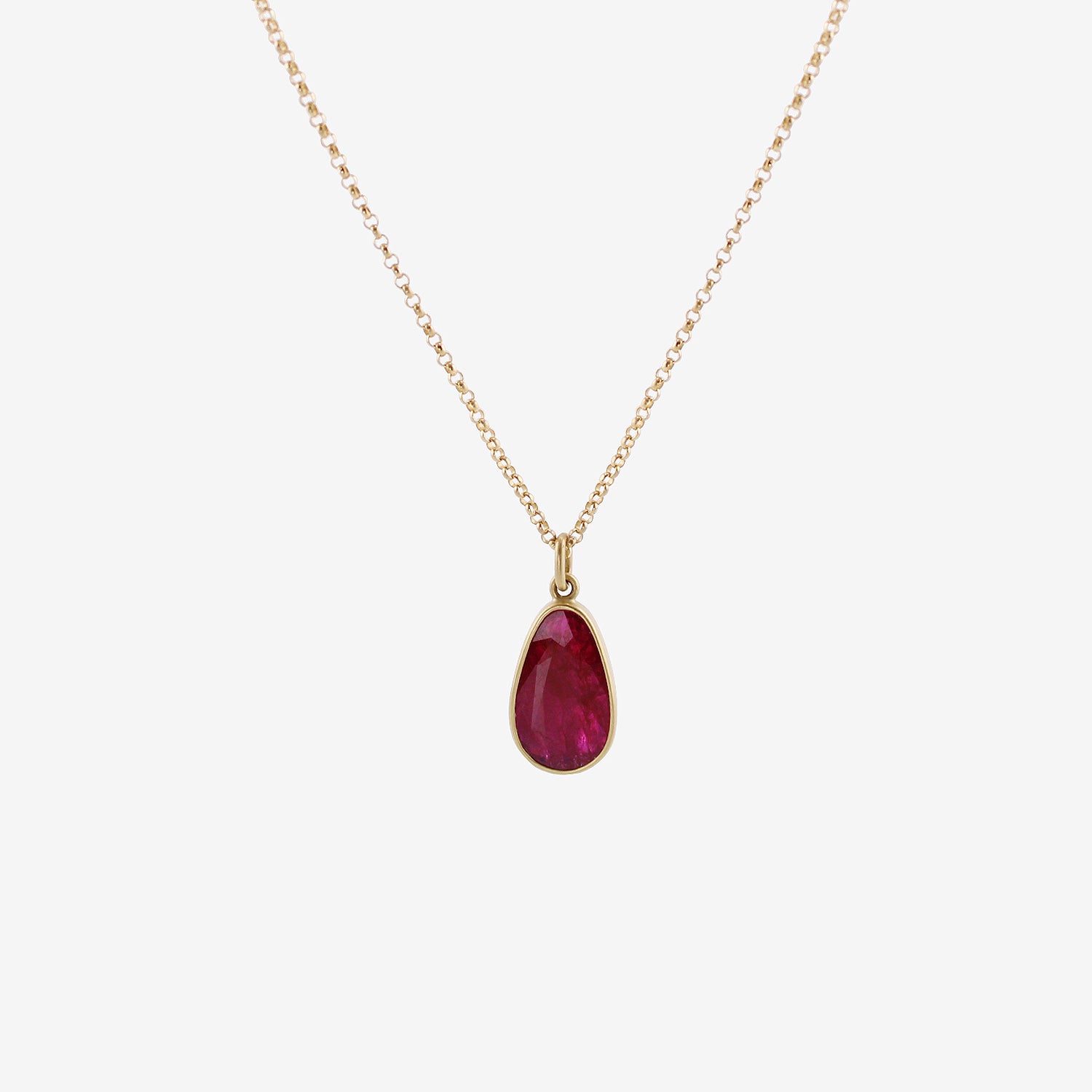 LOLA BROOKS 18K & MOZAMBIQUE RUBY DROP PENDANT NECKLACE, 3.7CT