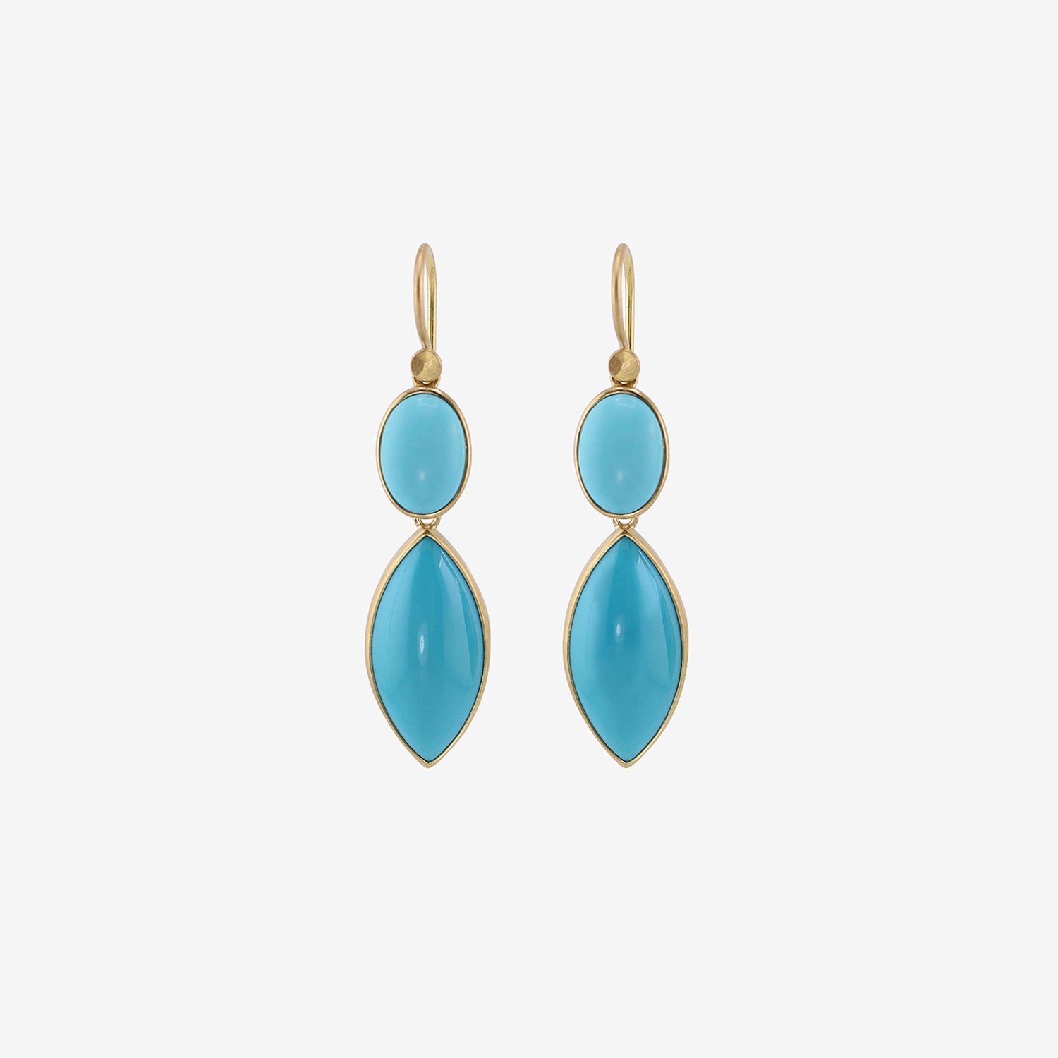 LOLA BROOKS 18K & SLEEPING BEAUTY TURQUOISE DOUBLE DROP EARRINGS, 15.28CT
