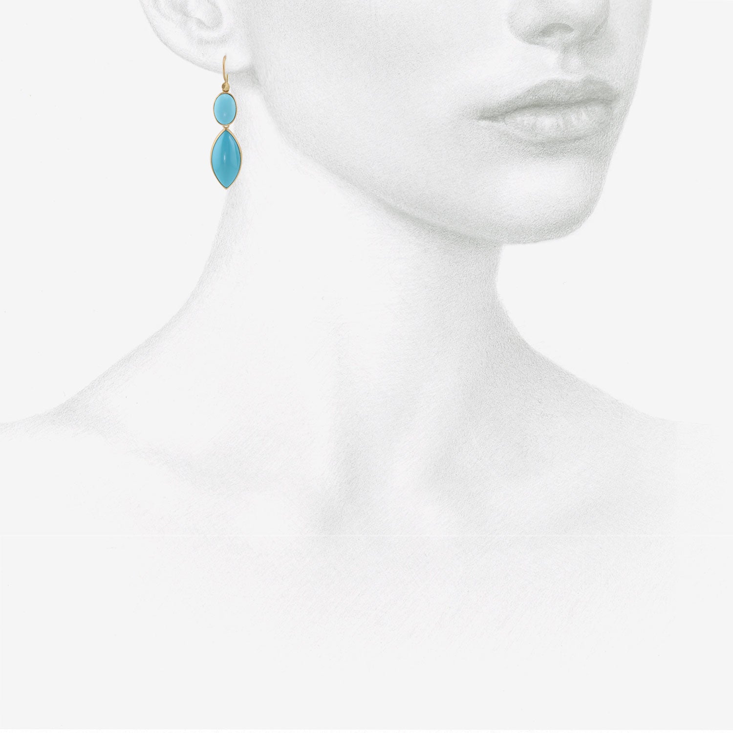 LOLA BROOKS 18K & SLEEPING BEAUTY TURQUOISE DOUBLE DROP EARRINGS, 15.28CT