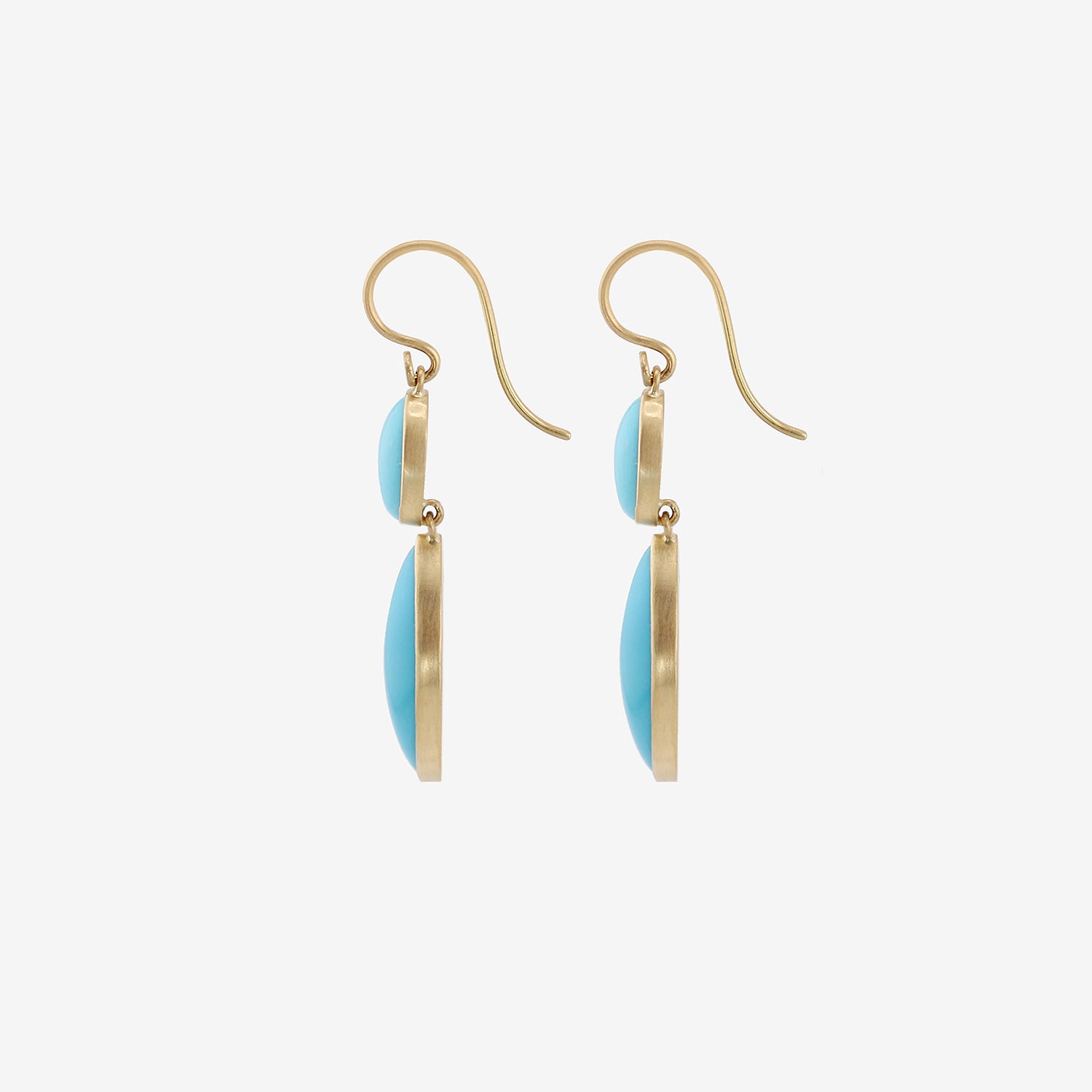 LOLA BROOKS 18K & SLEEPING BEAUTY TURQUOISE DOUBLE DROP EARRINGS, 15.28CT