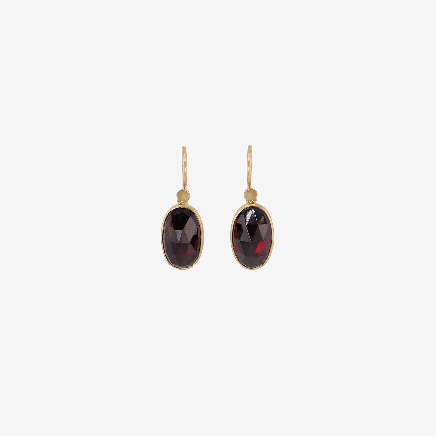 LOLA BROOKS 18K & ANTIQUE FACETED OVAL GARNET EARRINGS, 9.58CT