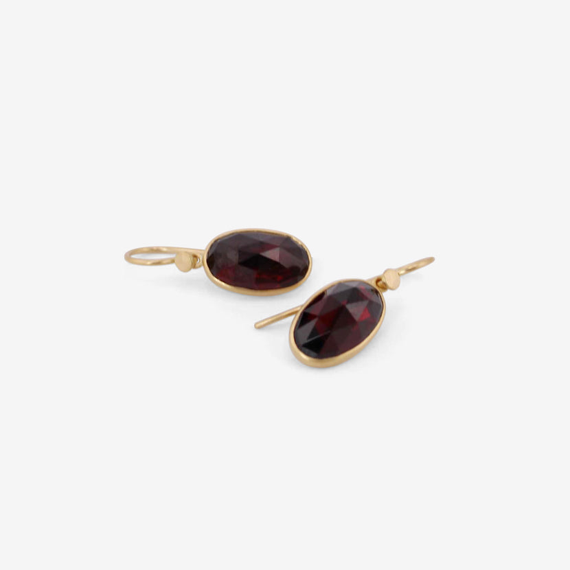 LOLA BROOKS 18K & ANTIQUE FACETED OVAL GARNET EARRINGS, 9.58CT