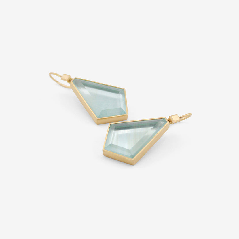 LOLA BROOKS 18K & AQUAMARINE CHANDELIER DROP EARRINGS, 18.4CT
