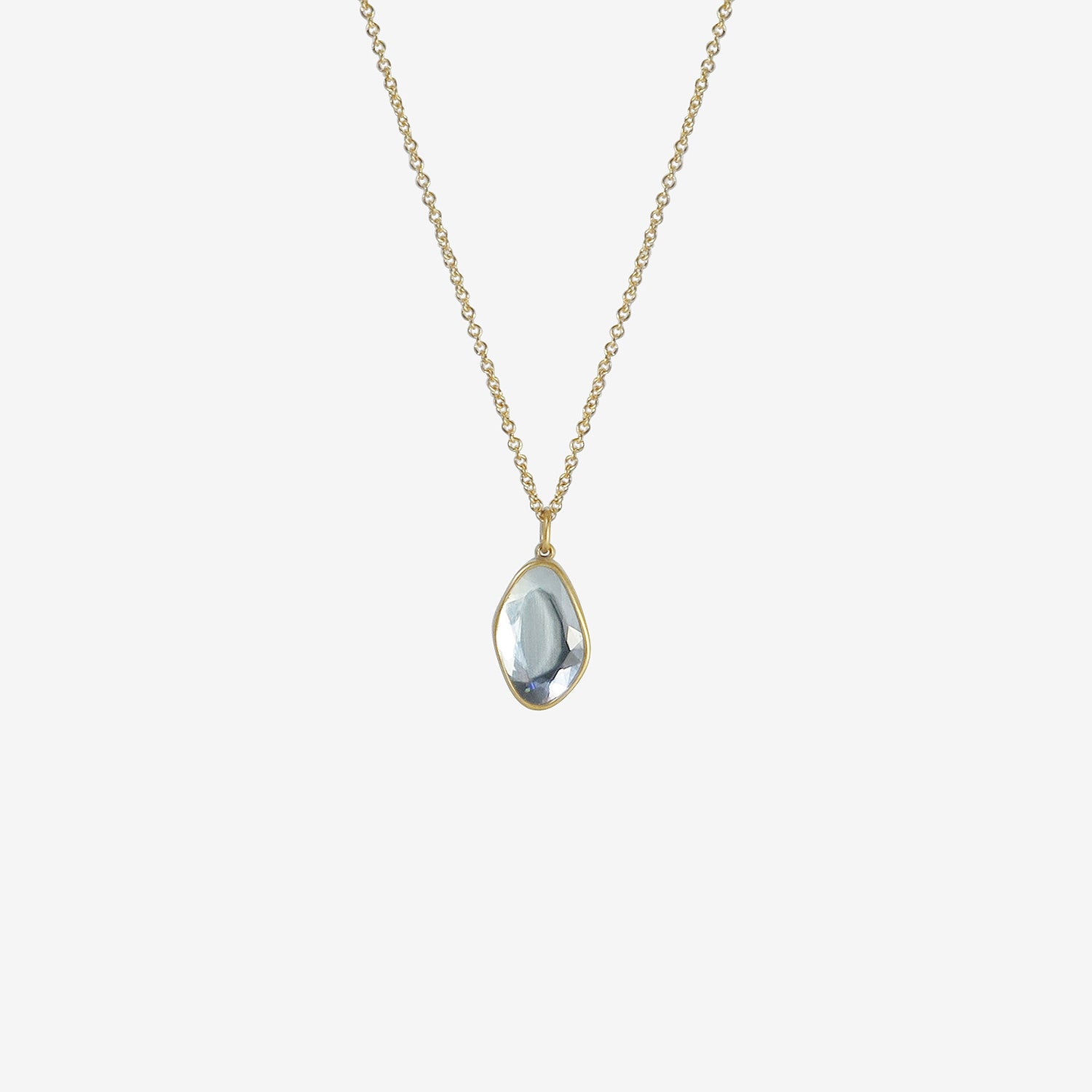 LOLA BROOKS 18K & AQUAMARINE SEQUIN PEBBLE PENDANT, 4.9CT