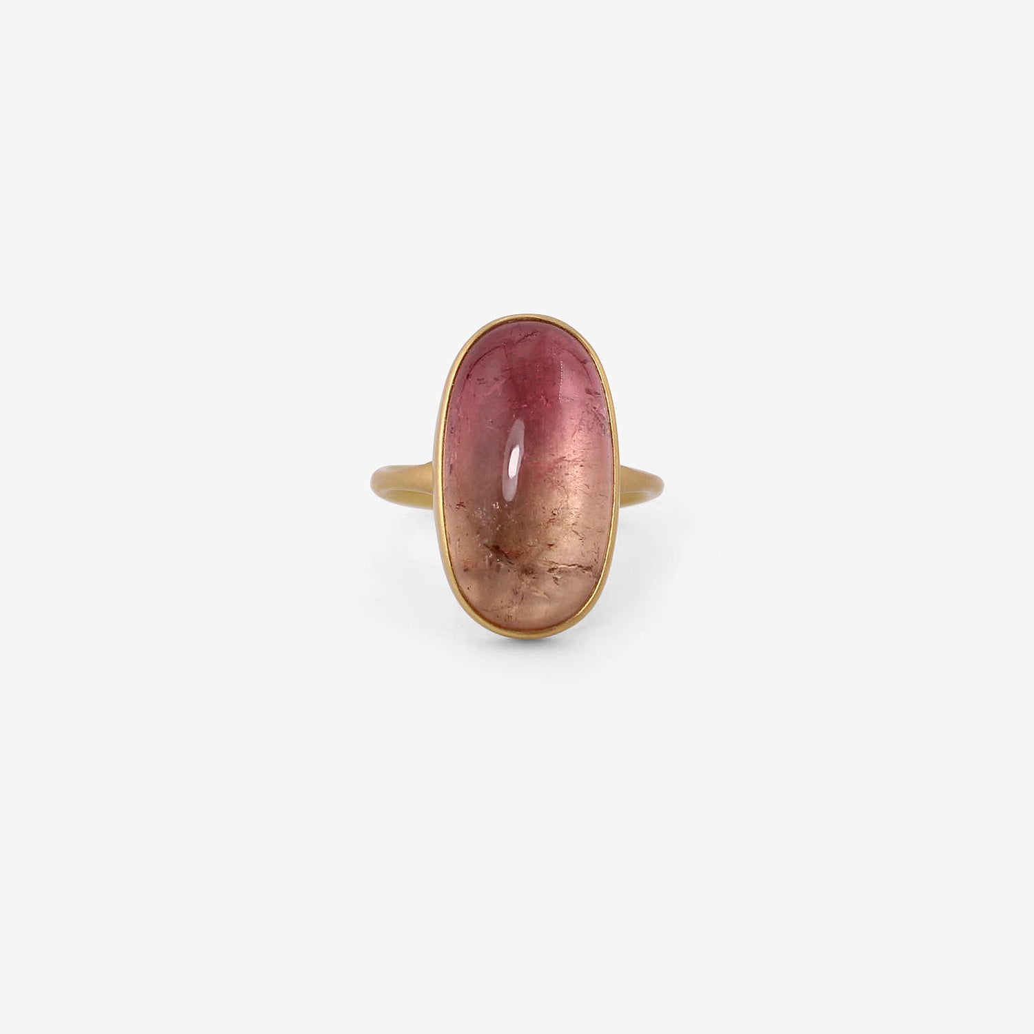 LOLA BROOKS 18K & OVAL BEIGE TO PINK OMBRÉ TOURMALINE RING, 13.49CT