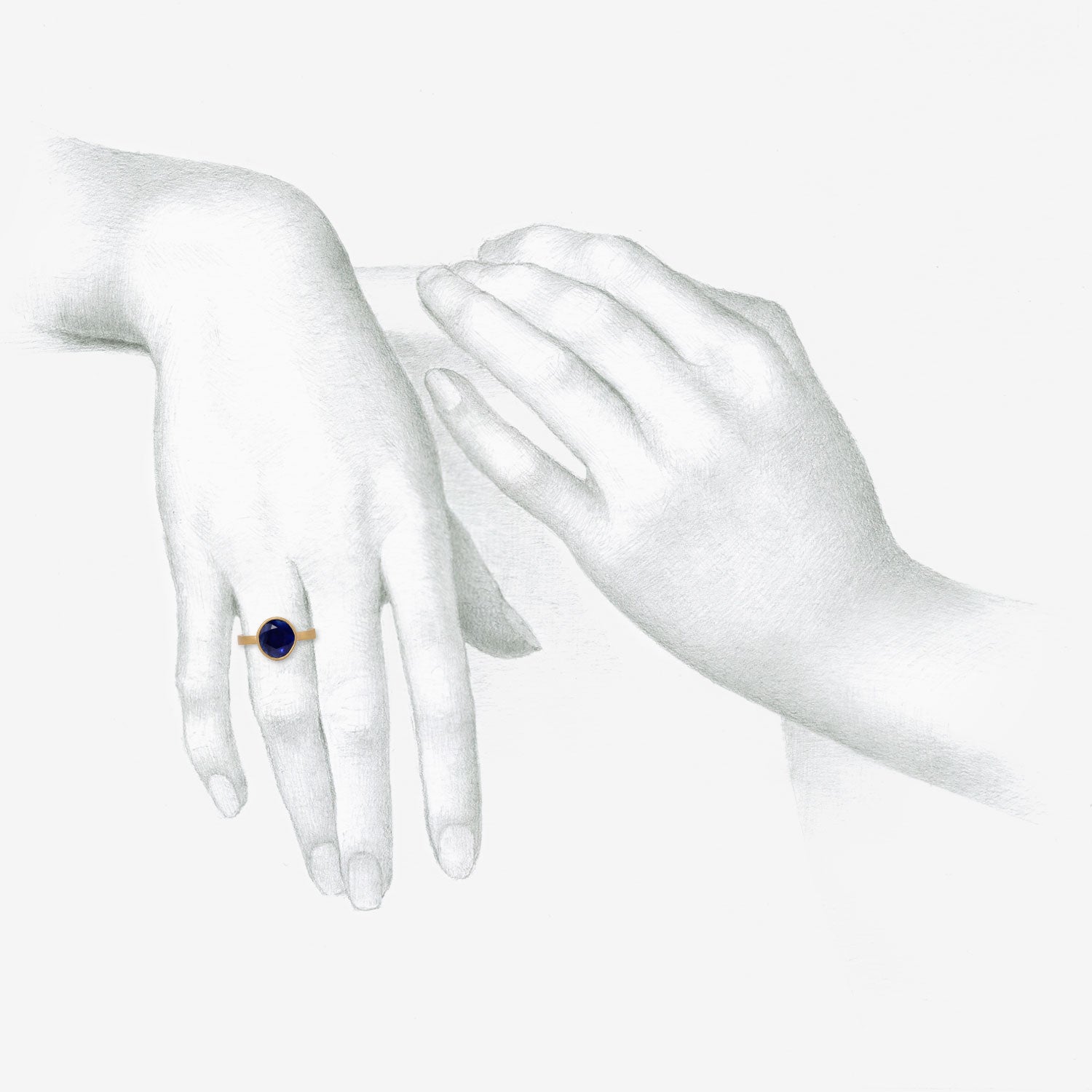 LOLA BROOKS 18K & BLUE SAPPHIRE SEQUIN RING, 1.47CT