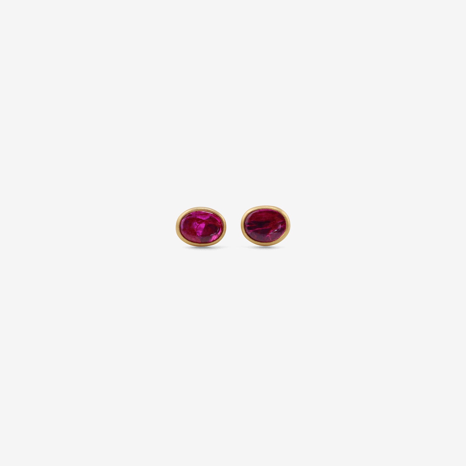 LOLA BROOKS 18K & BUFF-TOP RUBY PEBBLE STUDS, 1CT