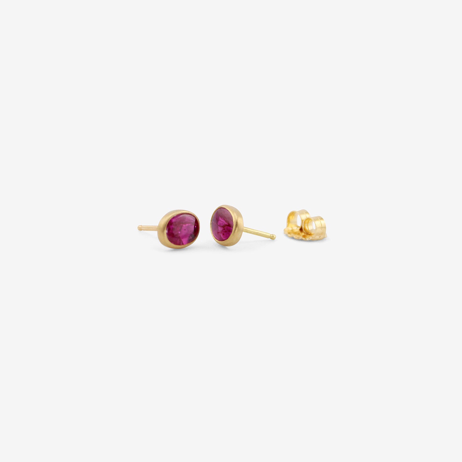 LOLA BROOKS 18K & BUFF-TOP RUBY PEBBLE STUDS, 1CT