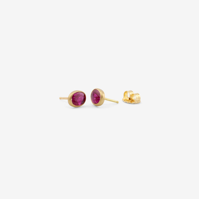 LOLA BROOKS 18K & BUFF-TOP RUBY PEBBLE STUDS, 1CT